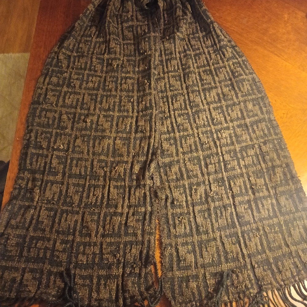 Brown and Black Patterned Scarf - Picture 3 of 10